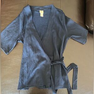 Blue Wrap Kimono Top